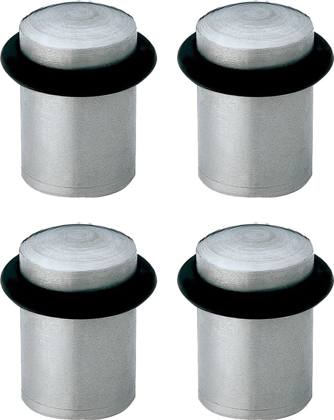 AMIG Deurstopper/deurbuffer - 4x - D20mm - inclusief schroeven - mat rvs