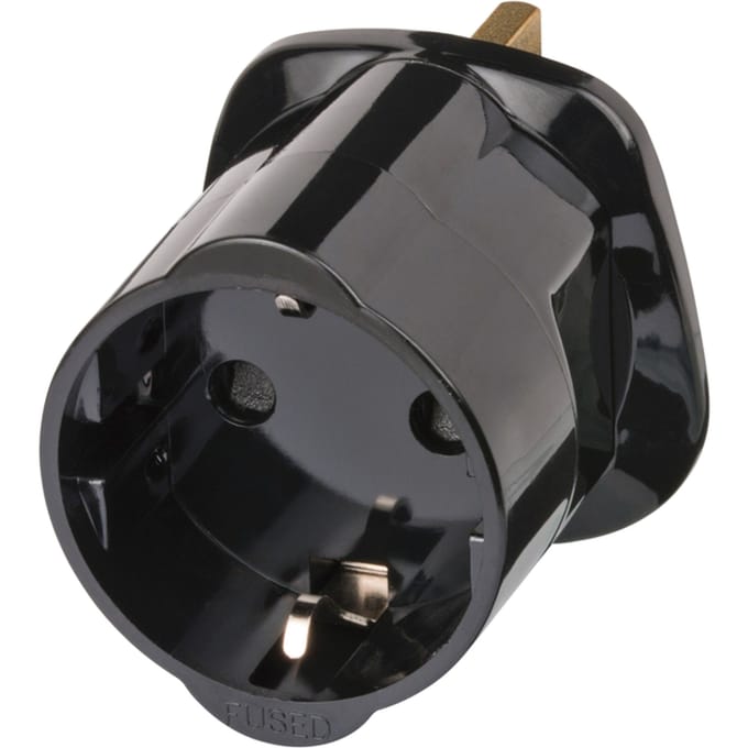 Brennenstuhl travel plug / travel adapter (travel socket outlet adapter for connecting electrical devices with earthing contact plug system in countries with British Standard plug system) black