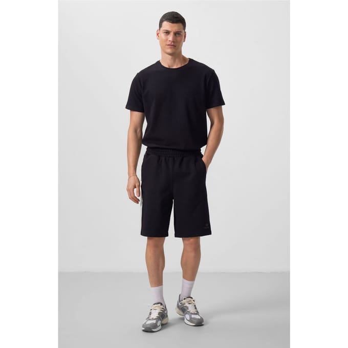 Overgrote katoenen blend gebreide shorts