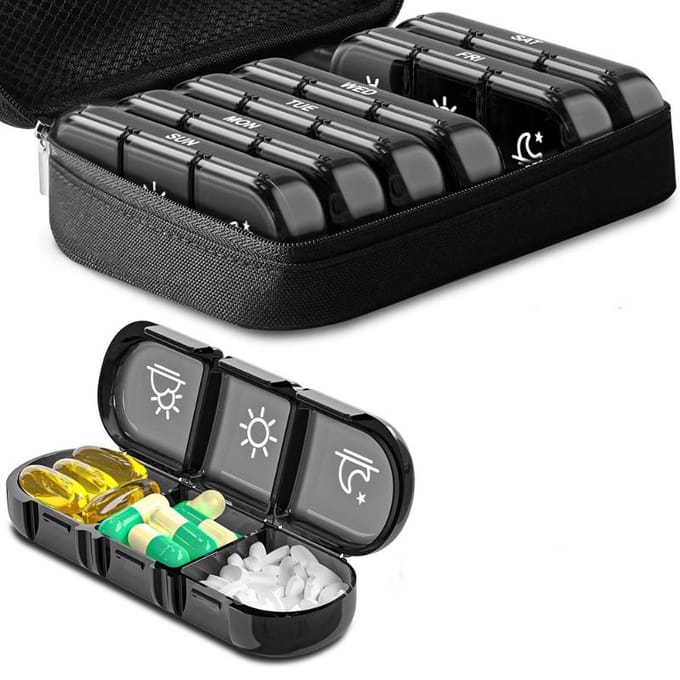 21 Grids Weekly Pill Organizers Container Vochtbestendige Pillendoos Met PU Leren Etui Medicijndoos Tas