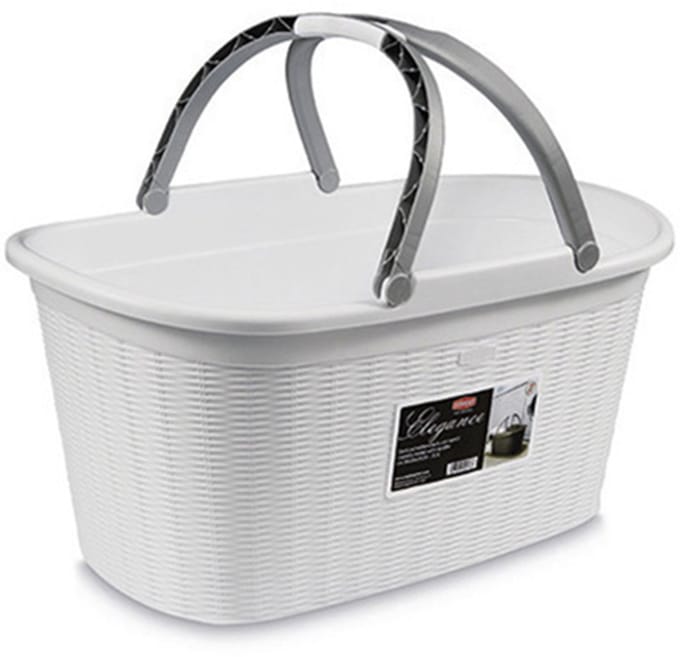 Heupwasmand 'Elegance' - 35 Liter - Wasmand met handgrepen - Wit
