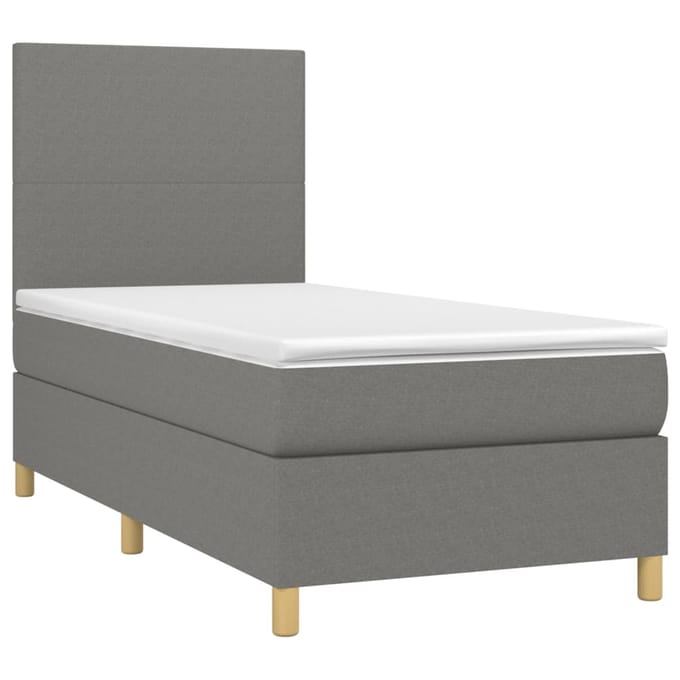 vidaXL - Boxspring - met - matras - en - LED - stof - donkergrijs - 80x200 - cm