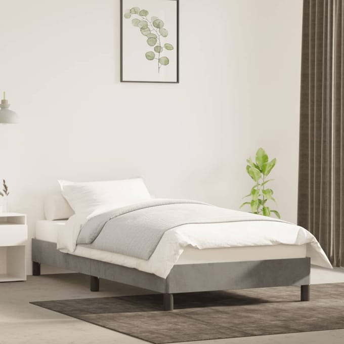 vidaXL - Bedframe - zonder - matras - 90x200 - cm - fluweel - lichtgrijs