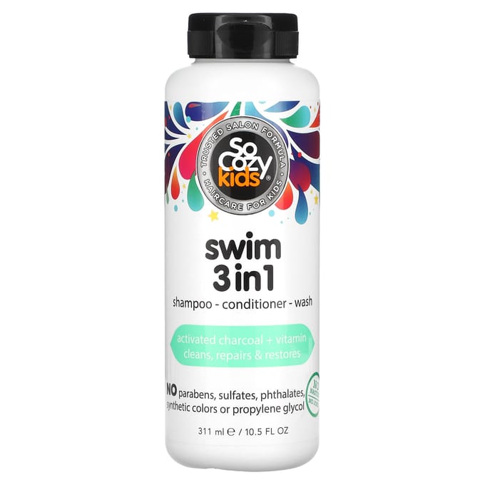 SoCozy, Kinderen, Zwem 3-in-1, Shampoo - Conditioner - Wasgel, 10,5 fl oz (311 ml) white