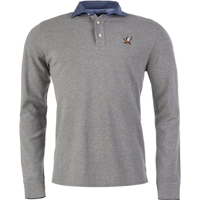 River Woods Lux Denim Clr Cf Ls Piq Grey Größe: S | Poloshirts Outlet | Herren | Blau