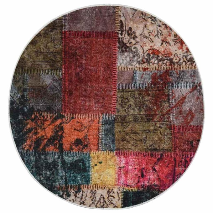 vidaXL - Vloerkleed - wasbaar - patchwork - ø120 - cm - meerkleurig