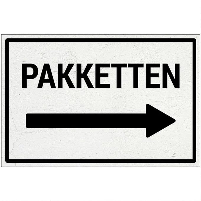 Pakketten rechts bord | Forex Re materiaal | 18 x 12 cm