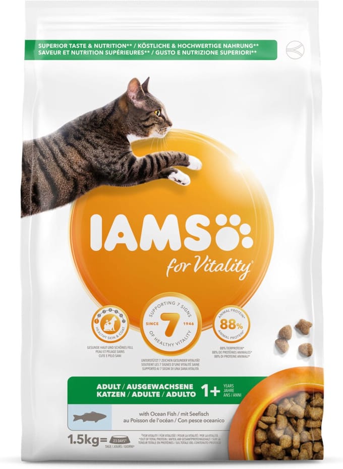 4x Iams Kat Adult Oceaanvis 1,5 kg