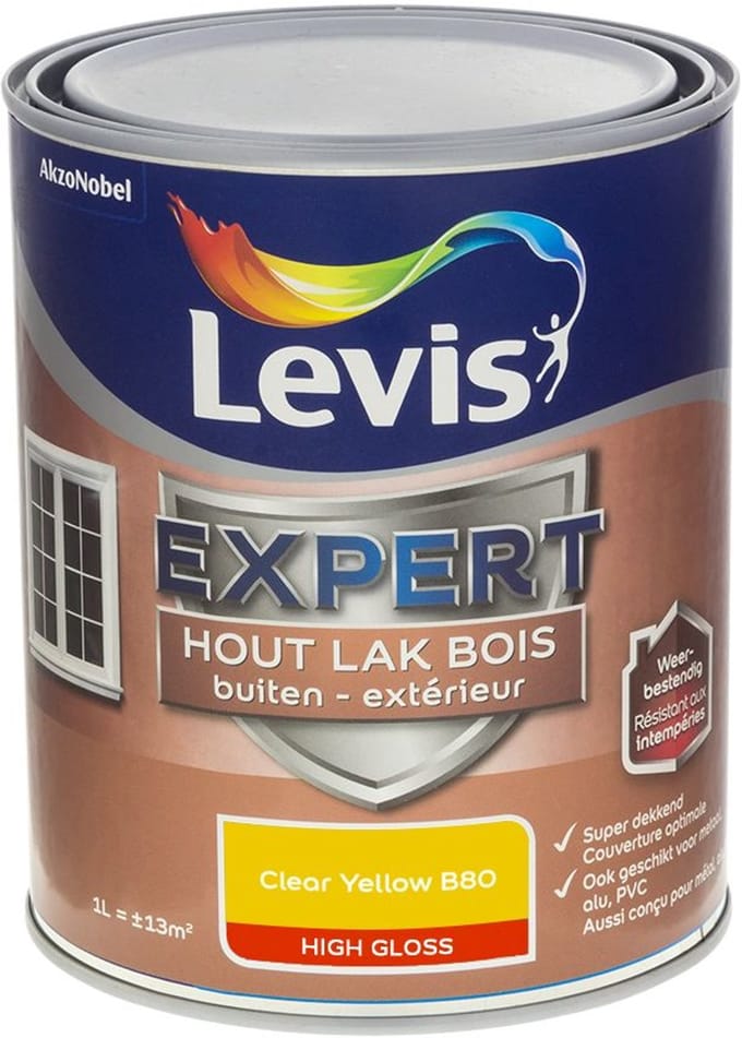 Levis - Expert Hout Lak Buiten High Gloss Mix - Clear Yellow B80 - Mengverf - 1 L
