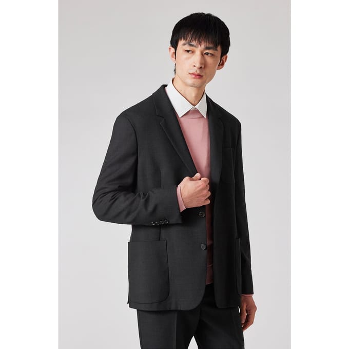 Paul Smith Mens 2 Btn Patch Pocket Jacket Slate Maat: 52 | Blazers Outlet | Heren | Zwart