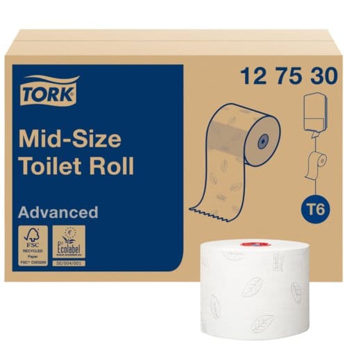 Tork 127530 Midi Toiletpapier T6 Advanced 2-laags Wit 27 Rollen (127530)