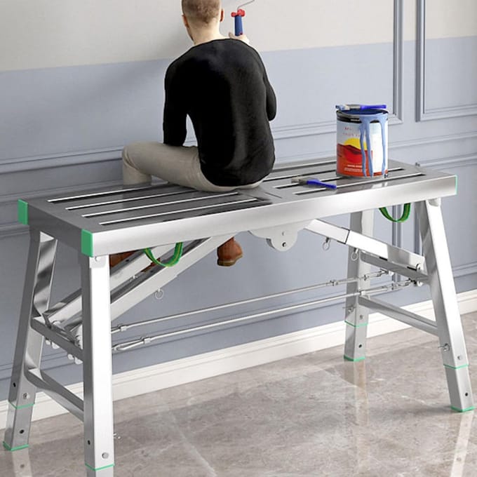 Generisch Inklapbaar steigerwerkplatform, inklapbaar werkplatform, draagbare steiger ladderbank met verstelbare hoogte (200 cm/6,5 voet)