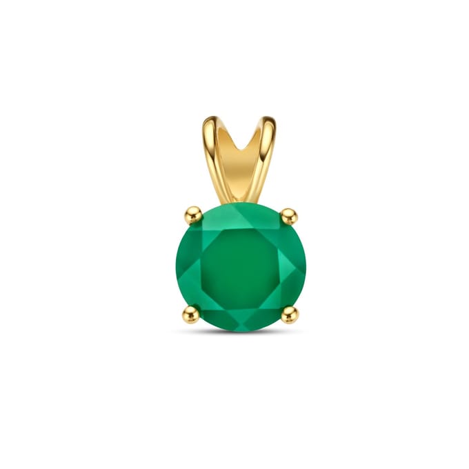 14K geelgoud hanger groen agaat 4026971