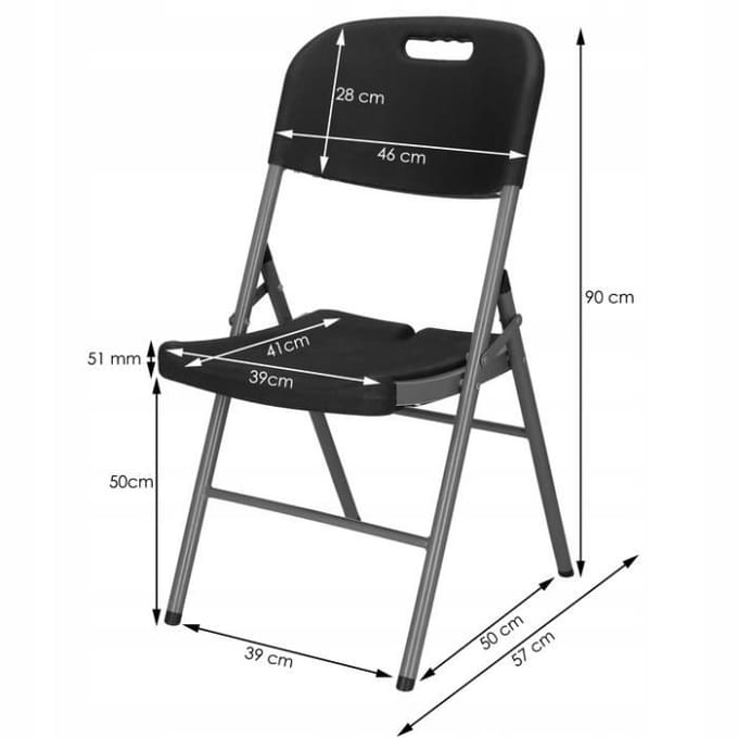Springos Campingstoel | Kampeerstoel | Vouwstoel | Klapstoel | Polyetheen | Zwart