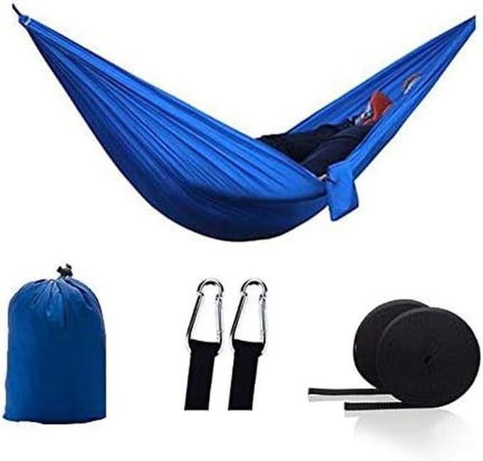 Parachute Hammock - Kampeerhangmat Dubbel - Ontspannen Buiten - Ultralicht Compact - Dubbel - Saffier