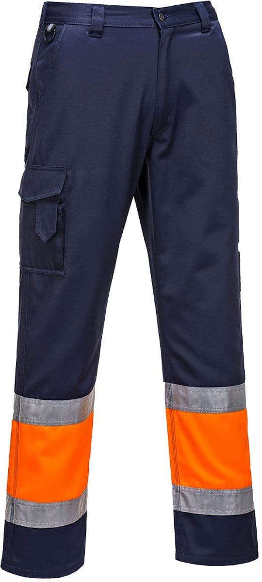 Portwest Hi-Vis Tweekleuren Combat Broek E049 - Oranje/Marine - S