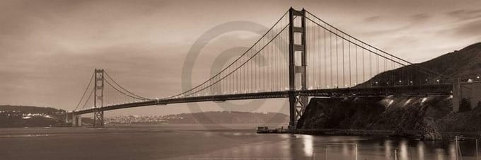 Kunstdruk Alan Blaustein - Golden Gate Bridge II 90x30cm