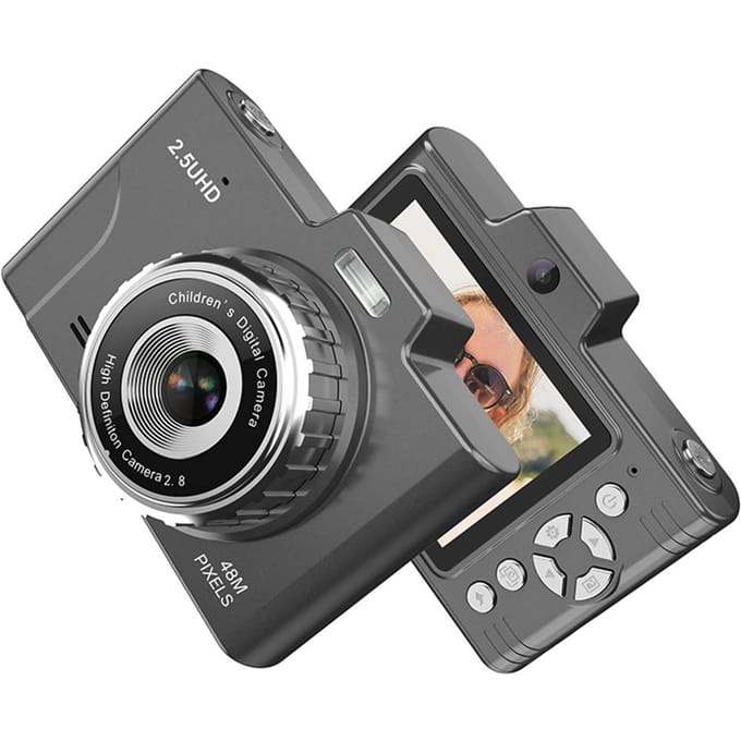 Draagbare kindercamera 1080P Compactcamera 48MP Dubbele lenzen 8 * Optische zoom Ondersteuning 32 GB TF-geheugen