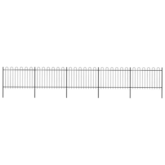 vidaXL - Tuinhek - met - ringtop - staal - 838x120 - cm - zwart