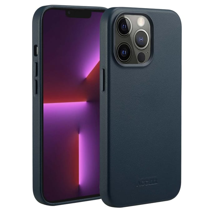 Accezz Hoesje - Geschikt voor iPhone 13 Pro - geschikt voor MagSafe Leather Backcover - Nightfall Blue