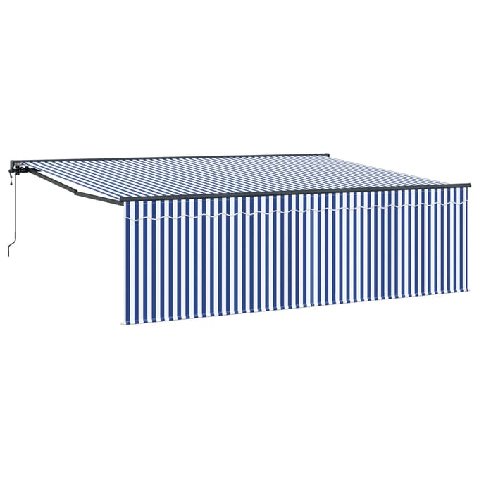vidaXL - Uitschuifbare - luifel - Blauw - en - Wit - 400 - × - 300 - cm