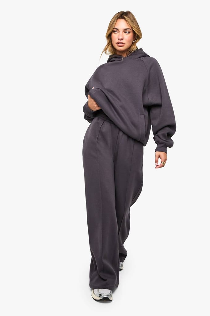 boohoo Dames Raglan Oversized Hoodie met raglannaad | Houtskool | Maat: Medium