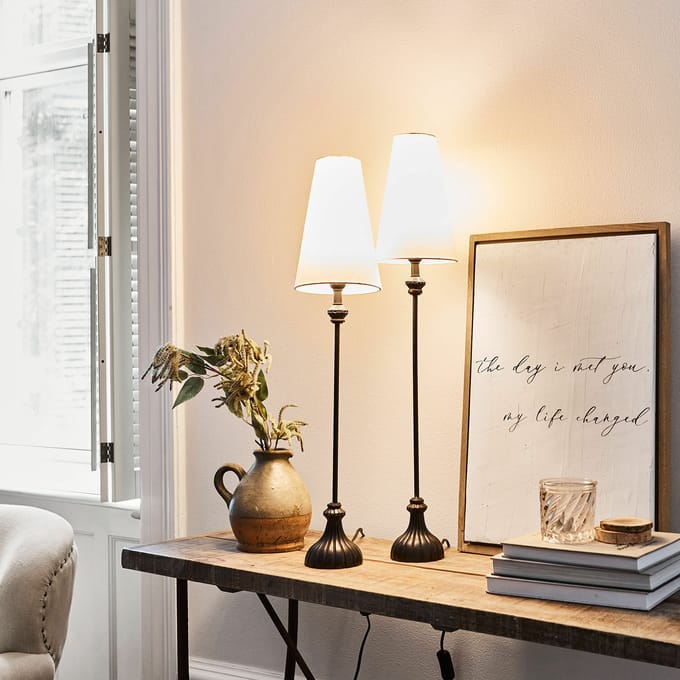 LOBERON Tafellamp set van 2 Ambrosse zwart/crème