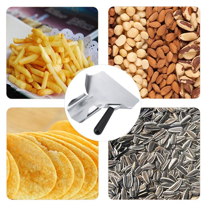 Popcorn Schep Roestvrij Staal Friet Schep Popcorn Serveerschep met Rechter Handvat white