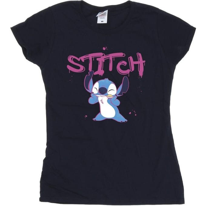 Disney Dames/Dames Lilo And Stitch Graffiti Katoenen T-Shirt (Marineblauw)
