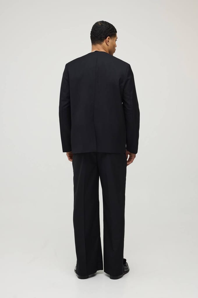 Kraagloze Oversized Blazer met Brandweergesp | Black | Size 34