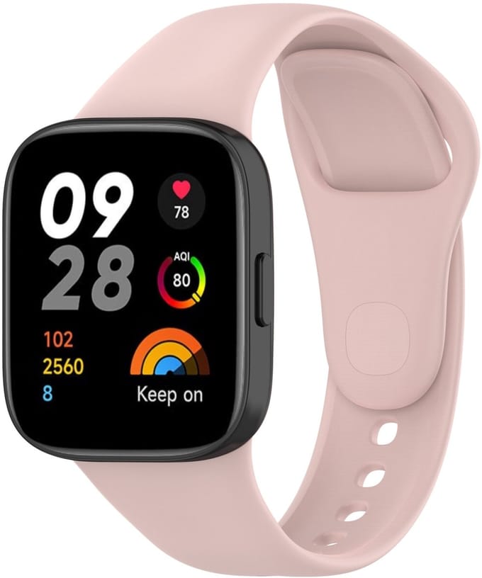 By Qubix - Siliconen bandje - Lichtroze - Geschikt voor Xiaomi Redmi Watch 3
