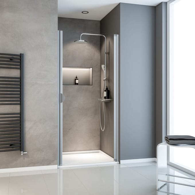 douchedeur- draaideur - nis - 90x180cm - alu - transparant veiligheidsglas