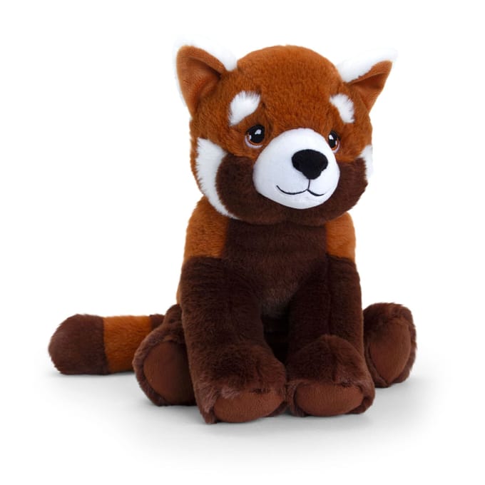 Keel Toys pluche rode Panda knuffeldier - rood/wit - zittend - 30 cm - Luxe Eco kwaliteit knuffels