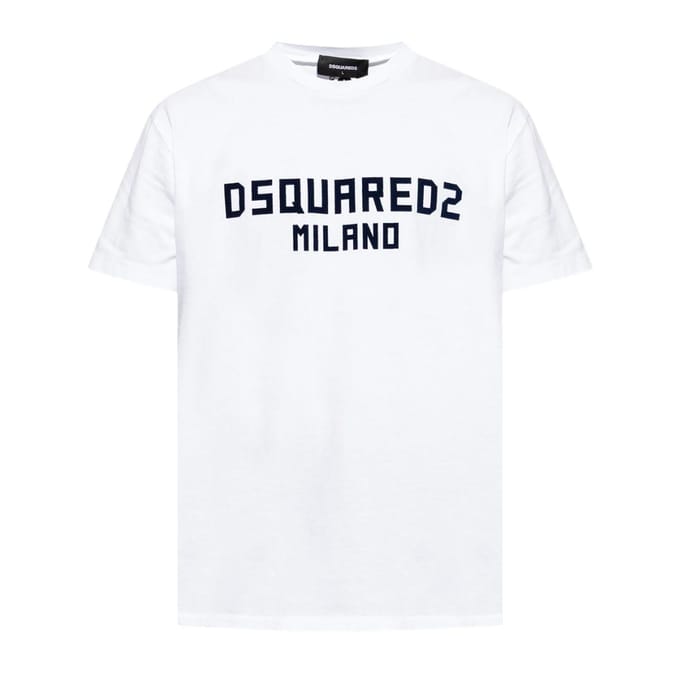 DSquared2 Heren Milano Katoen T-Shirt (Wit, Zwart)