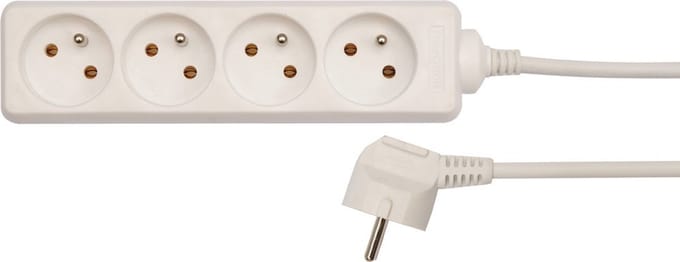 Vorel - Elektrische Verlengkabel - 4 Geaarde Stopcontacten - Wit - 5m