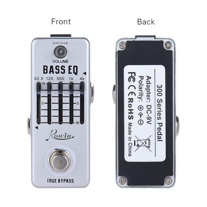 Rowin guitare basse égaliseur effet pédale 5 bandes EQ corps en alliage d'aluminium True Bypass white