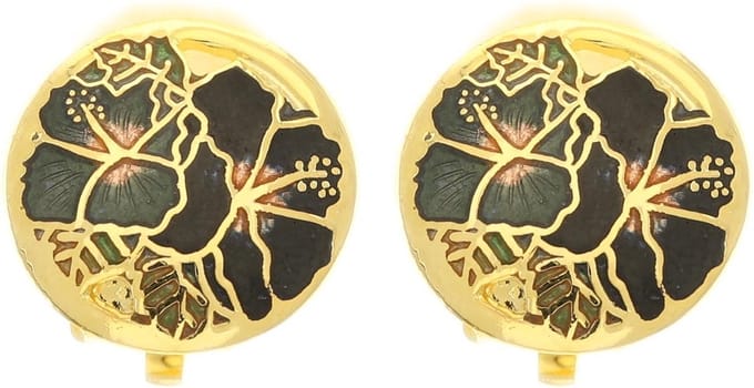 Behave - Oorclips dames - bloemmotief - blauw en paars - 1,5 cm