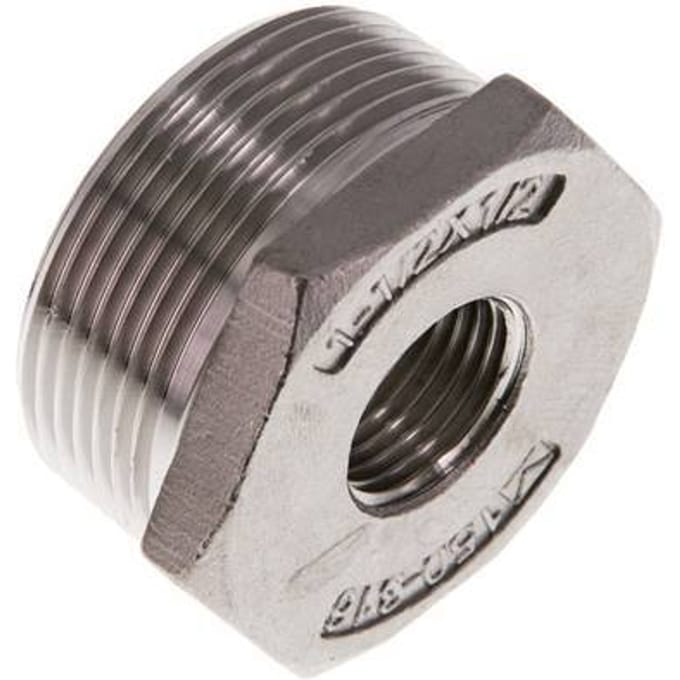 R 1 1/2'' x Rp 1/2'' M/F RVS Verloopring 16 Bar