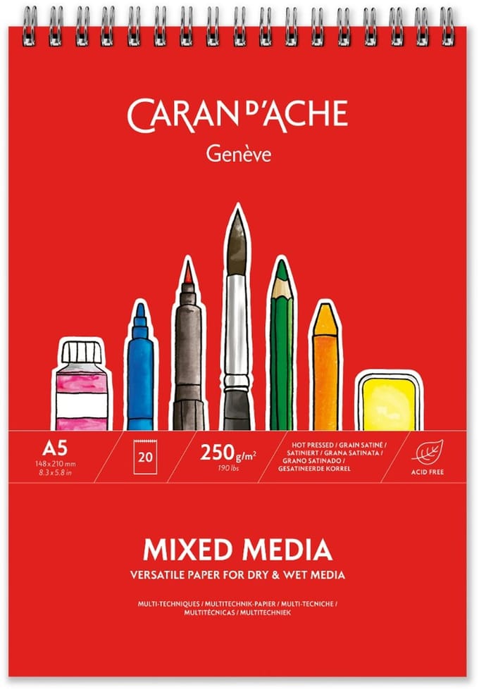 Caran d'Ache Mixed media papierblok met ringband A5 20 vel