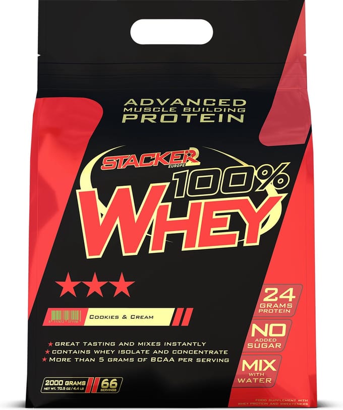 Stacker 2 100% Whey - Eiwitpoeder / Eiwitshake - 2 kilo - Cookies & Cream