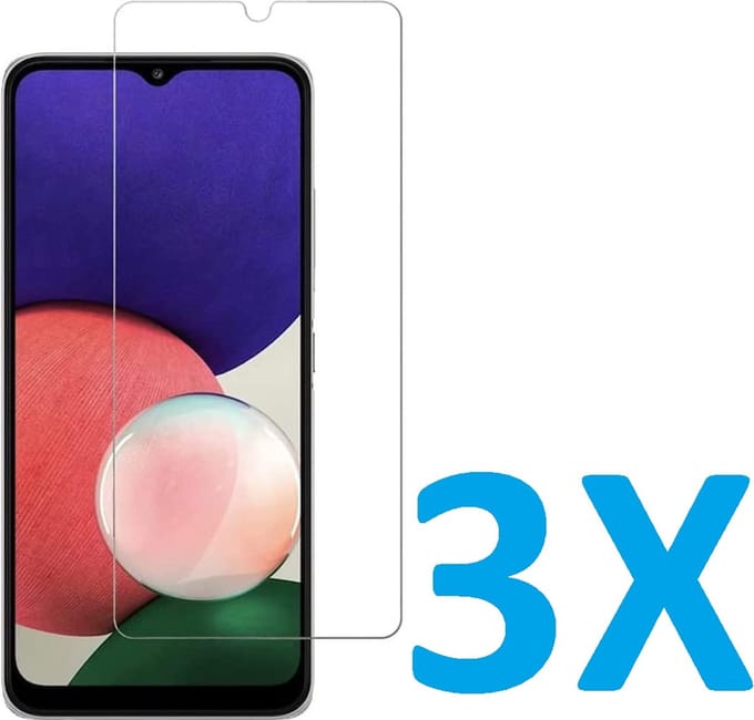 Screenprotector Glas - Tempered Glass Screen Protector Geschikt voor: Samsung Galaxy M22 / Galaxy M32 / Galaxy A22 4G - 3x