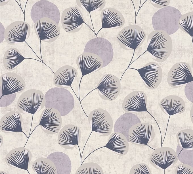 WATERLELIE BEHANG | Abstract bladmotief - Blauw Grijs Wit - A.S. Création Nordic Feeling