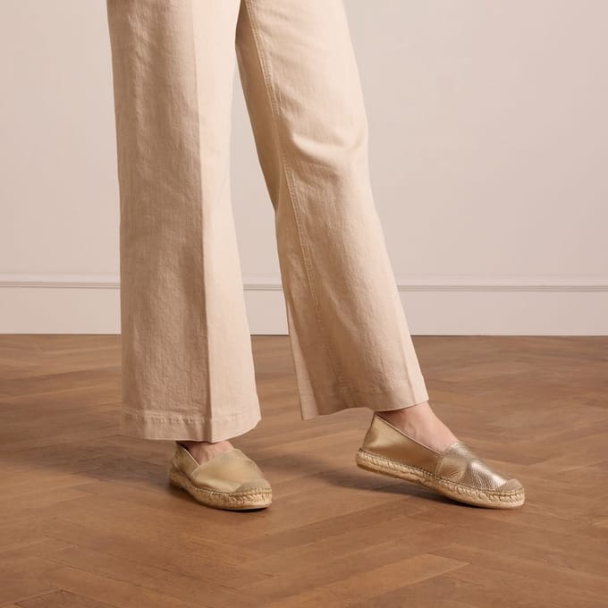 Manfield - Dames - Gouden leren espadrilles - Maat 41