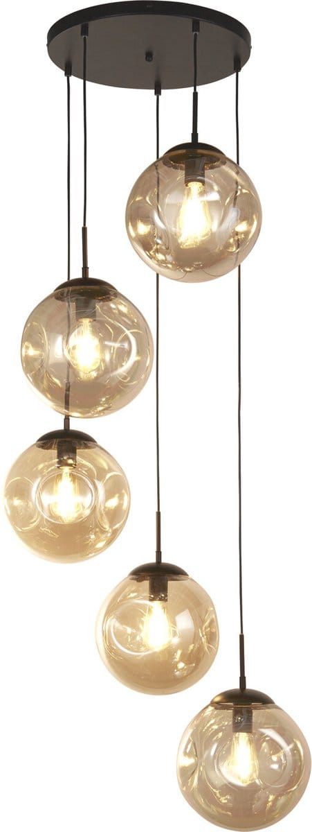 Searchlight PUNCH Pendel Hanglamp 5 Lichts Metaal Zwart