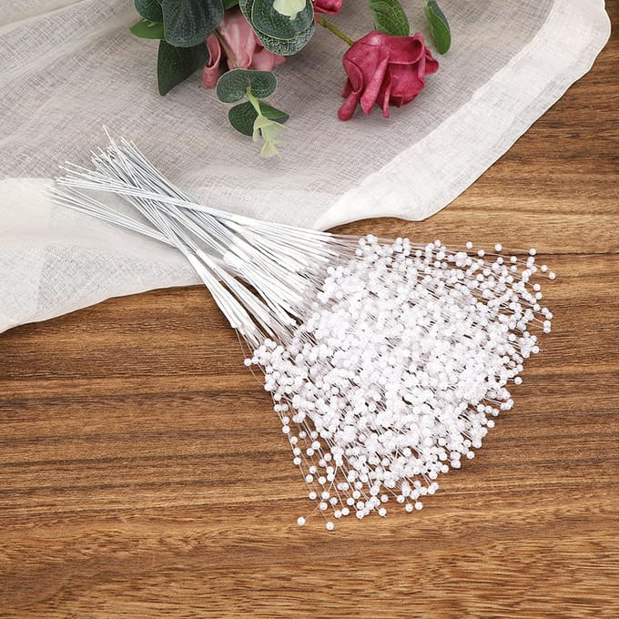 100 Stuks Parelstokjes Draagbare ABS DIY Decoratie Accessoires voor Bruiloftsfeest Wit white
