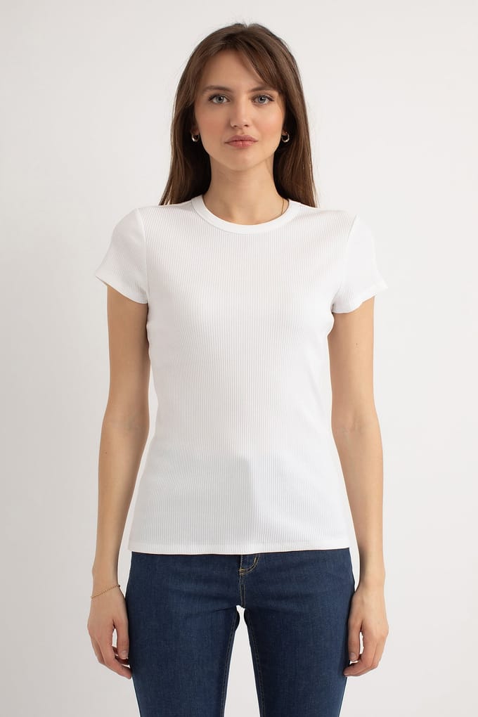 Josephine & Co Harley Ss Rib T-shirt White Größe: L | Hemden Outlet | Damen | Weiß