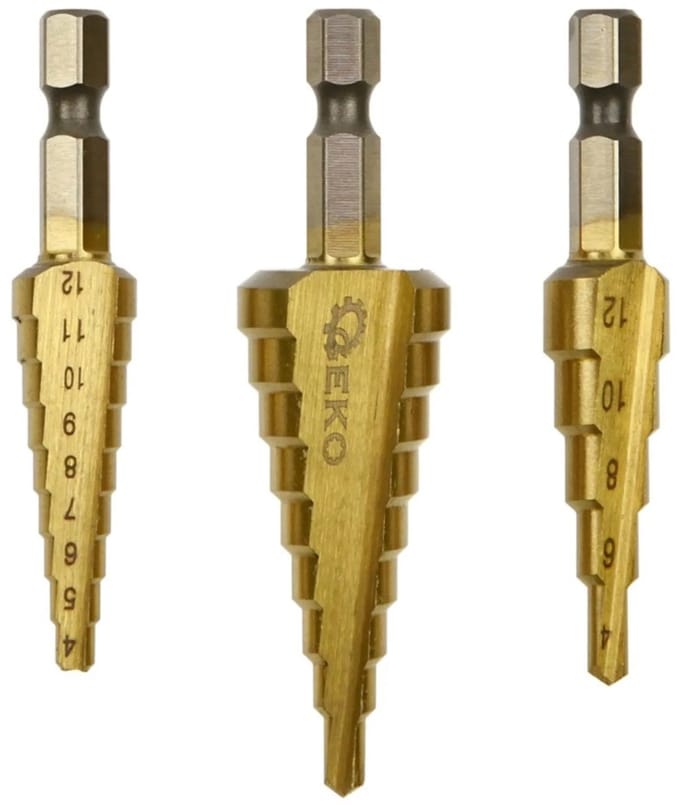 GEKO Trapboor set - HSS staal met titanium - 3-20 mm - 1/4" hex aansluiting