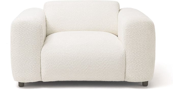 Vente-unique Witte fauteuil van boucléstof POGNI van Maison Céphy