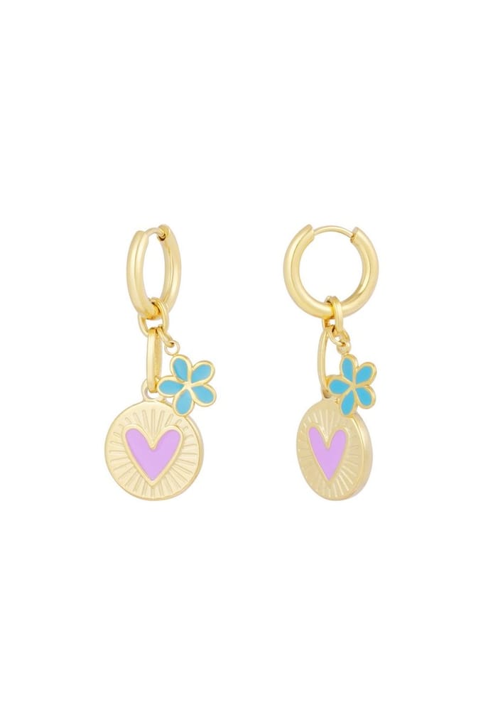 Flower love bedeloorbellen goud