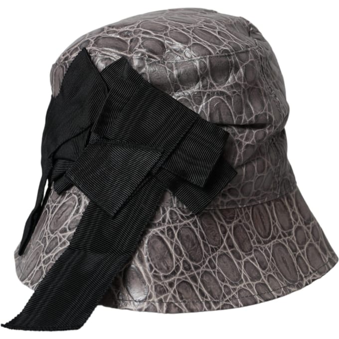 Dolce & Gabbana Zwarte Grijze Geprint Leren Bucket Hat